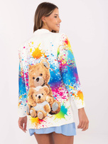 Hurt Kremowa jednorzędowa marynarka z nadrukiem misia