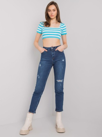 Dunkelblaue Damenjeans mit Used-Look Andalusia.