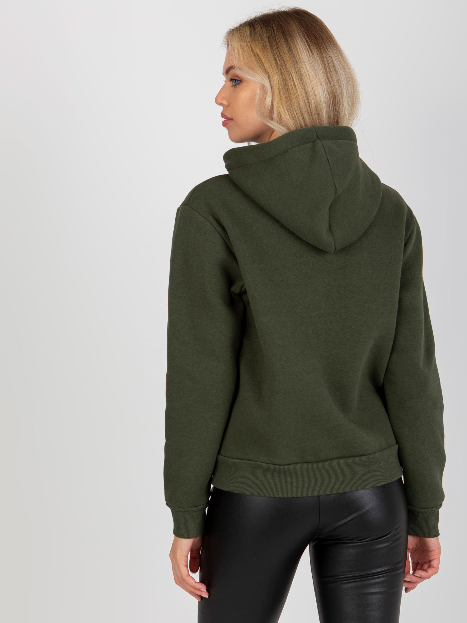 Khaki dresowa damska bluza basic kangurka RUE PARIS