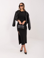 Czarna elegancka sukienka z ozdobnym detalem RUE PARIS