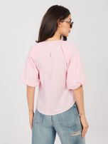 Pastelowa różowa damska bluzka z krótkim rękawem SUBLEVEL 