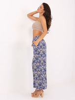 Hurt Ciemnoniebieskie materiałowe spodnie palazzo z wiskozy SUBLEVEL