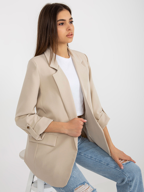 Hurt Jasnobeżowa marynarka z podwijanymi rękawami OCH BELLA