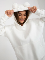 Hurt Ecru długa bluza kangurka z uszami przy kapturze