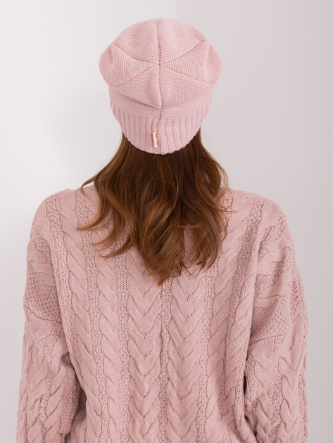 Hurt Jasnoróżowa czapka zimowa z aplikacją RUE PARIS