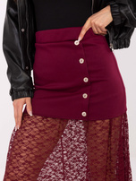 Burgundowa spódnica z koronkowym dołem 