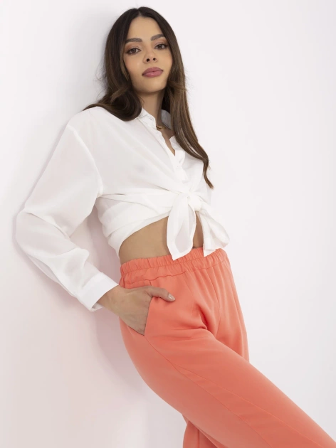 Pomarańczowe spodnie cygaretki bez zapięcia OCH BELLA