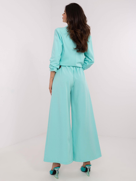 Hurt Miętowe garniturowe spodnie z szeroką nogawką