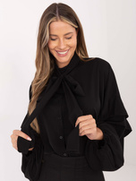 Czarna rozpinana koszula z bufiastym rękawem