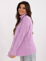 Hurtownia Liliowy damski sweter golf o kroju oversize