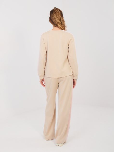 Beżowy dresowy komplet z bluzą w serduszka RUE PARIS