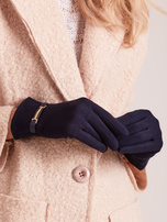 Granatowe rękawiczki damskie z klamerką
