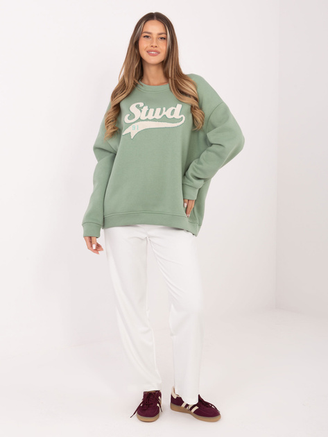 Pistacjowa damska bluza oversize z ociepleniem RUE PARIS