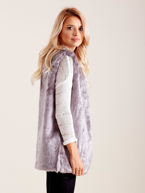 Szara puszysta kamizelka