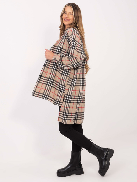 Beżowo-czarna asymetryczna koszula w kratę Bonnie