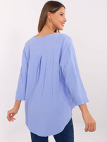 Hurt Niebieska muślinowa bluzka damska z dekoltem V