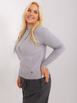 Hurtownia Szary sweter plus size z troczkami