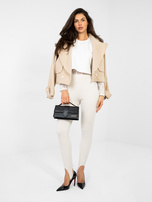 Jasnobeżowe gładkie legginsy z wysokim stanem RUE PARIS 