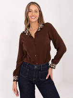 Brązowa koszula z koronkowym wykończeniem