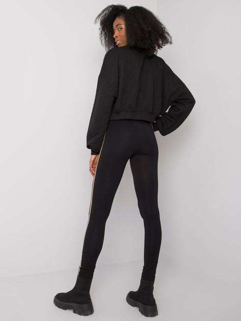 Czarne legginsy damskie z lampasami Elena RUE PARIS