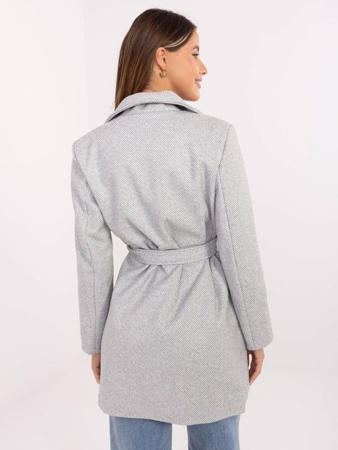 Biało-jasnoszary damski płaszcz w paski RUE PARIS