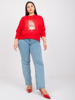 Red plus size blouse with Manon rhinestones
