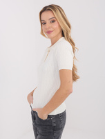 Ecru damski sweter typu polo