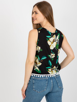 Hurt Czarna letnia bluzka w kwiaty bez rękawów