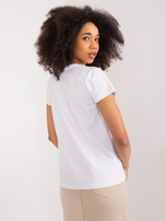 Hurt Biały t-shirt z aplikacją w kwiaty BASIC FEEL GOOD