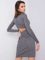 Srebrna sukienka z długim rękawem Benisha RUE PARIS