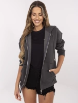 Grafitowa dresowa bluza basic z kapturem