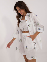 Hurtownia Biały trzyczęściowy komplet letni z koszulą