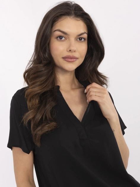 Czarna damska bluzka z wiskozy SUBLEVEL