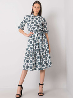 Biało-miętowa sukienka z printami Avelina