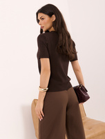 Brown classic cable-knit sweater.