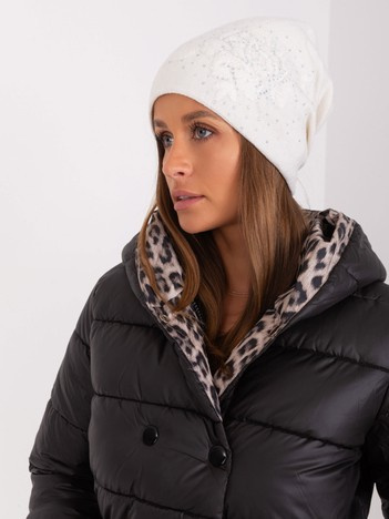 Hurt Ecru women's winter hat with studs.