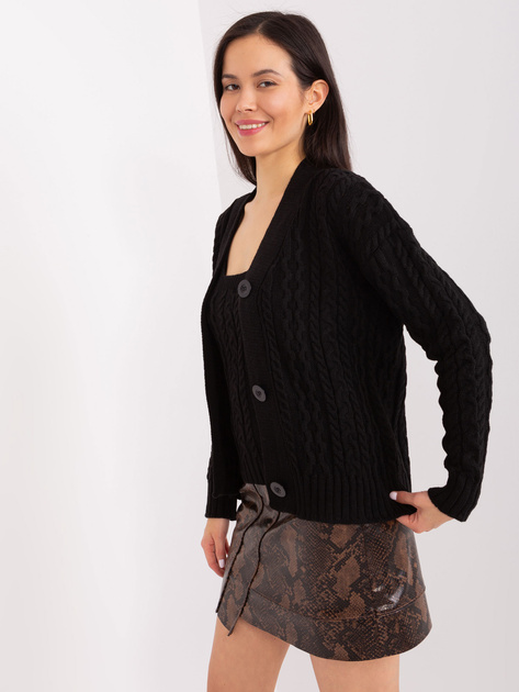 Hurtownia Czarny dwuczęściowy komplet w warkocze