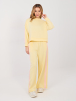 Jasnożółte szerokie spodnie z lampasami RUE PARIS