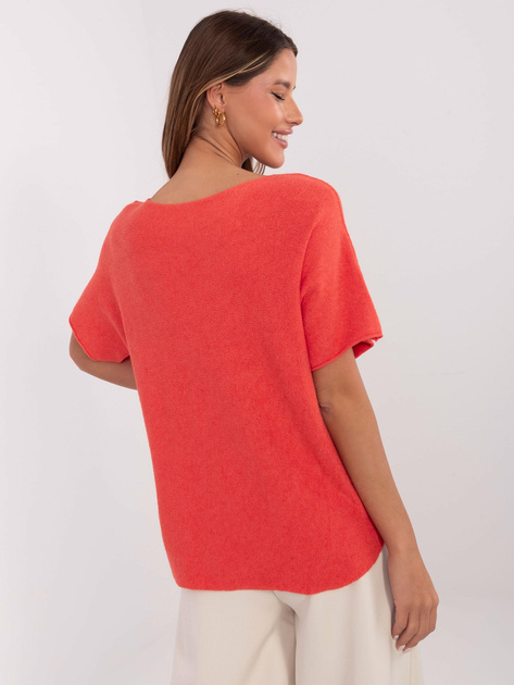 Hurt Pomarańczowy sweter oversize z krótkim rękawem