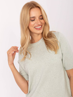 Pistacjowy damski sweter ze ściągaczami 