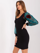 Hurtownia Czarna sukienka dopasowana z bawełny RUE PARIS