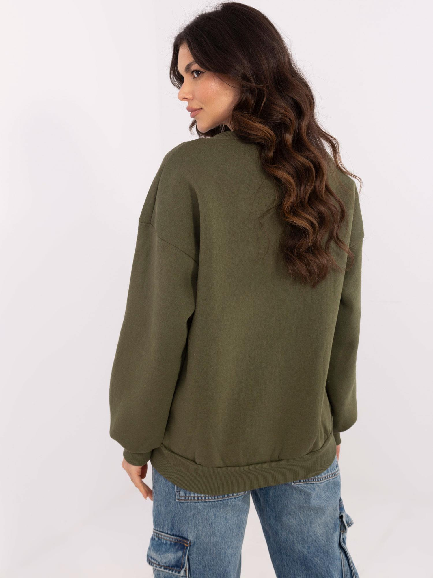 Hurt Khaki damska bluza bez kaptura z naszywką