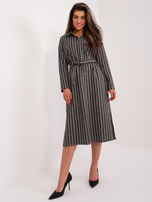 Hurt Ciemnoszara prosta sukienka z kołnierzem