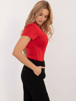 Hurt Czerwona damska bluzka wizytowa w dżety