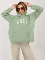 Pistacjowa damska bluza z wypukłym napisem RUE PARIS