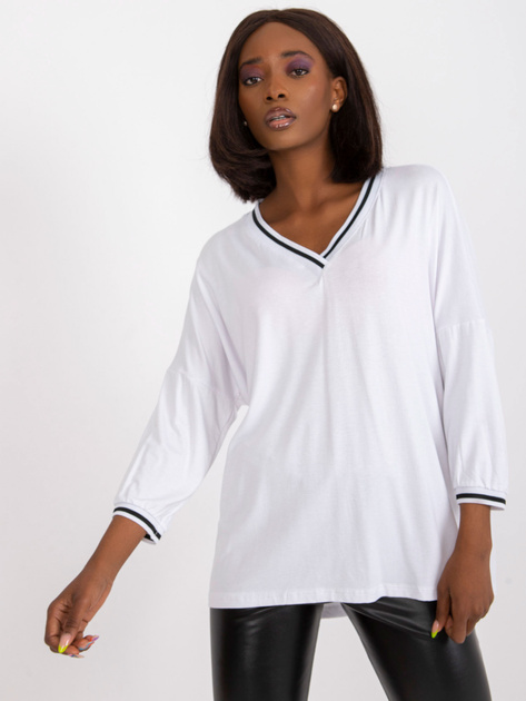 Biała bluzka na co dzień basic o luźnym kroju