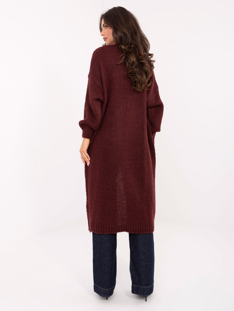 Bordowy długi kardigan o kroju oversize