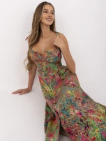 Khaki sukienka na wiązanych ramiączkach