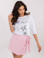 Hurtownia Biała casualowa bluzka z rękawem 3/4