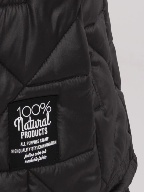 Hurt Czarna pikowana kurtka z długimi ściągaczami